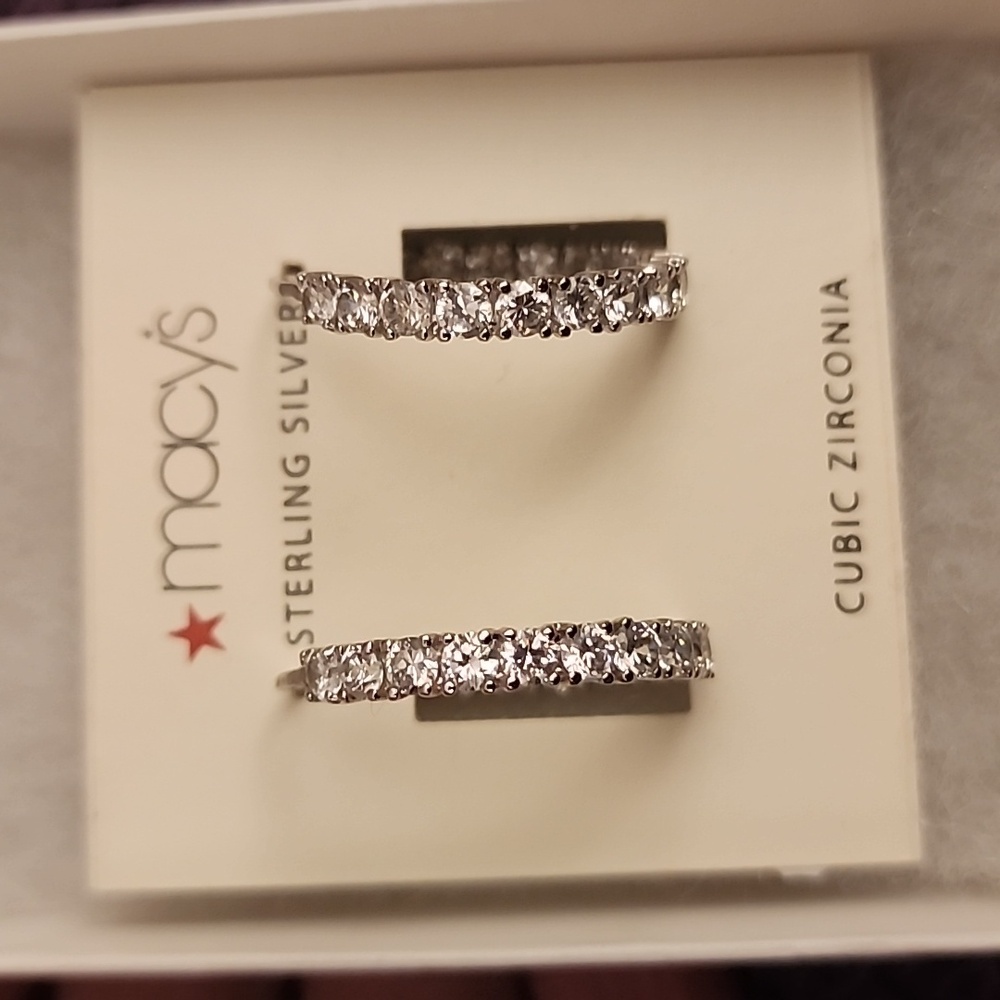 NWT Sterling Silver Hoops W/ Cubic Zirconia Stones